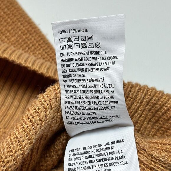 American Eagle Small Sweater Mustard Yellow Button V Neck Striped Dolman Sleeve - Picture 9 of 14